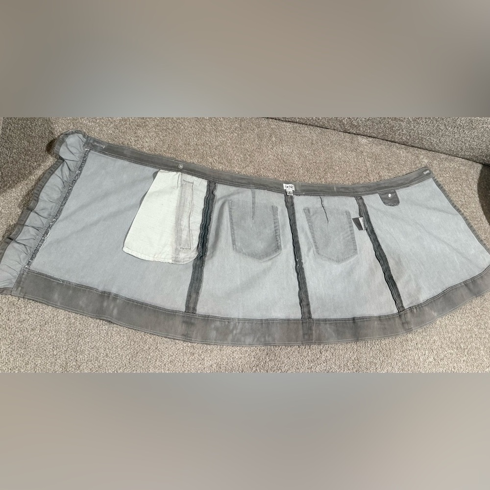 Cache Gray Asymmetrical Ruffled Wrap Mini Jeans Skirt - Picture 12 of 16